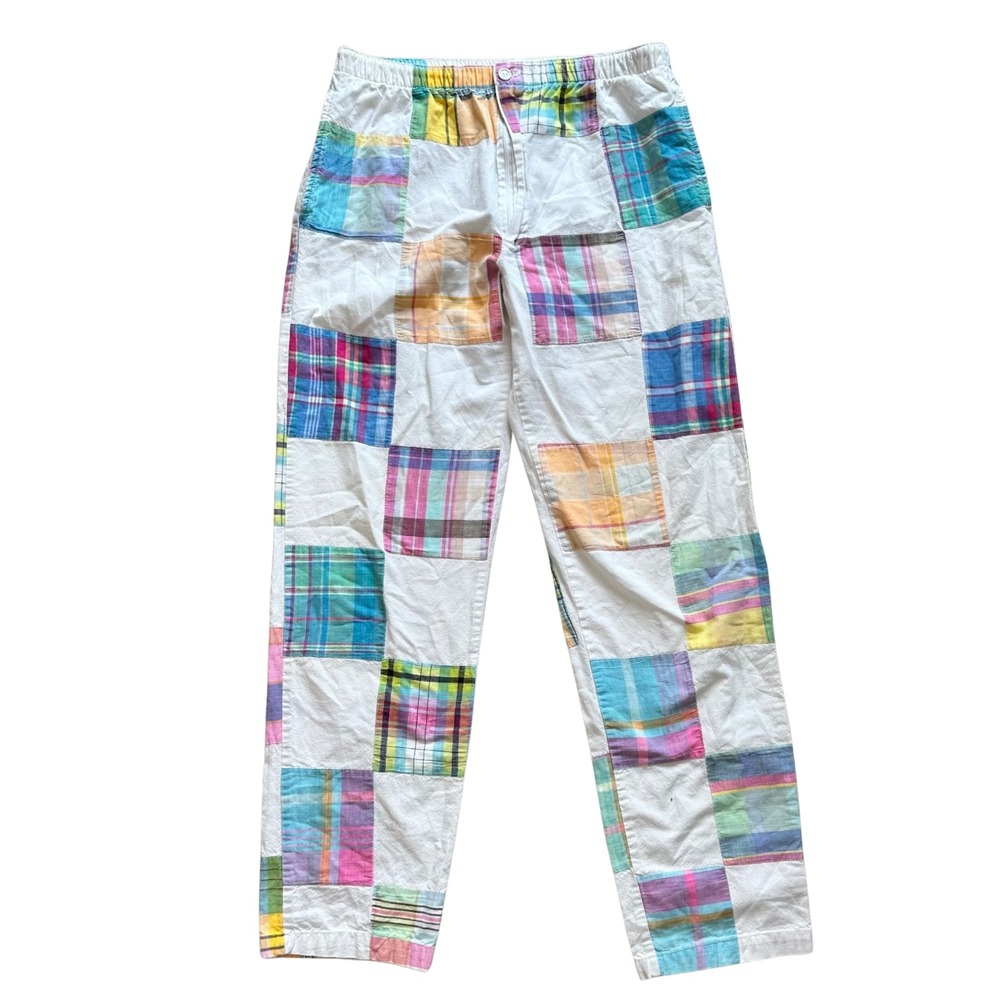 Vintage 90s PATCHIT Madras Patchwork Tapered Pants Men S Check Retro Unisex